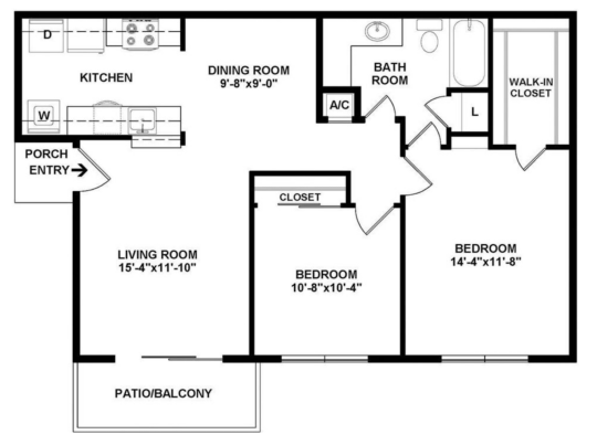 floor plan for a two bedroom apartment at The Caldera Apartments